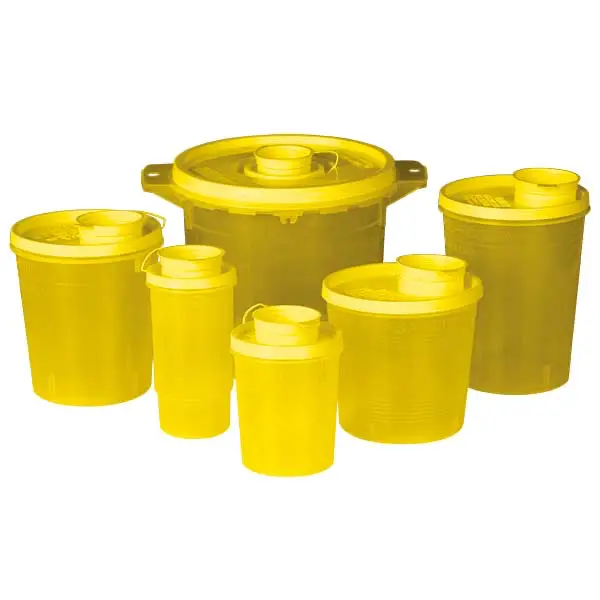 Servobox Sicherheitscontainer gelb - mit gelbem Deckel | Gross | 7000 ml | Spritzen und Kanülen | 33 cm | 26 cm oben / 18,5 cm unten